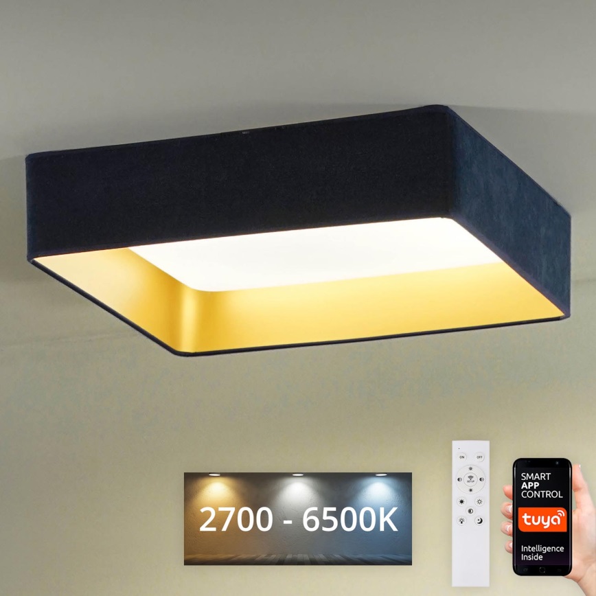 Brilagi - Dimmbare LED-Deckenleuchte VELVET SQUARE SMART LED/36W/230V 2700-6500K Wi-Fi Tuya + Fernbedienung dunkelblau