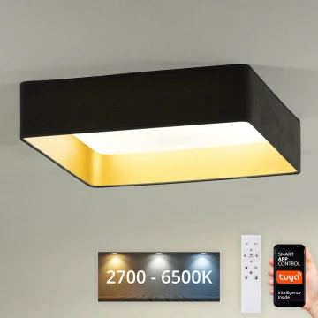 Brilagi - Dimmbare LED-Deckenleuchte VELVET SQUARE SMART LED/36W/230V 2700-6500K Wi-Fi Tuya + Fernbedienung grau