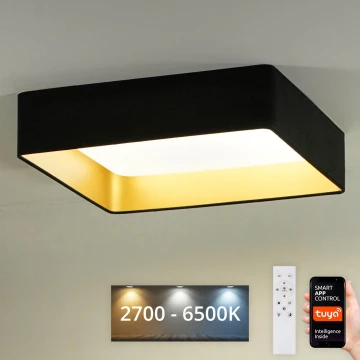 Brilagi - Dimmbare LED-Deckenleuchte VELVET SQUARE SMART LED/36W/230V 2700-6500K Wi-Fi Tuya + Fernbedienung schwarz