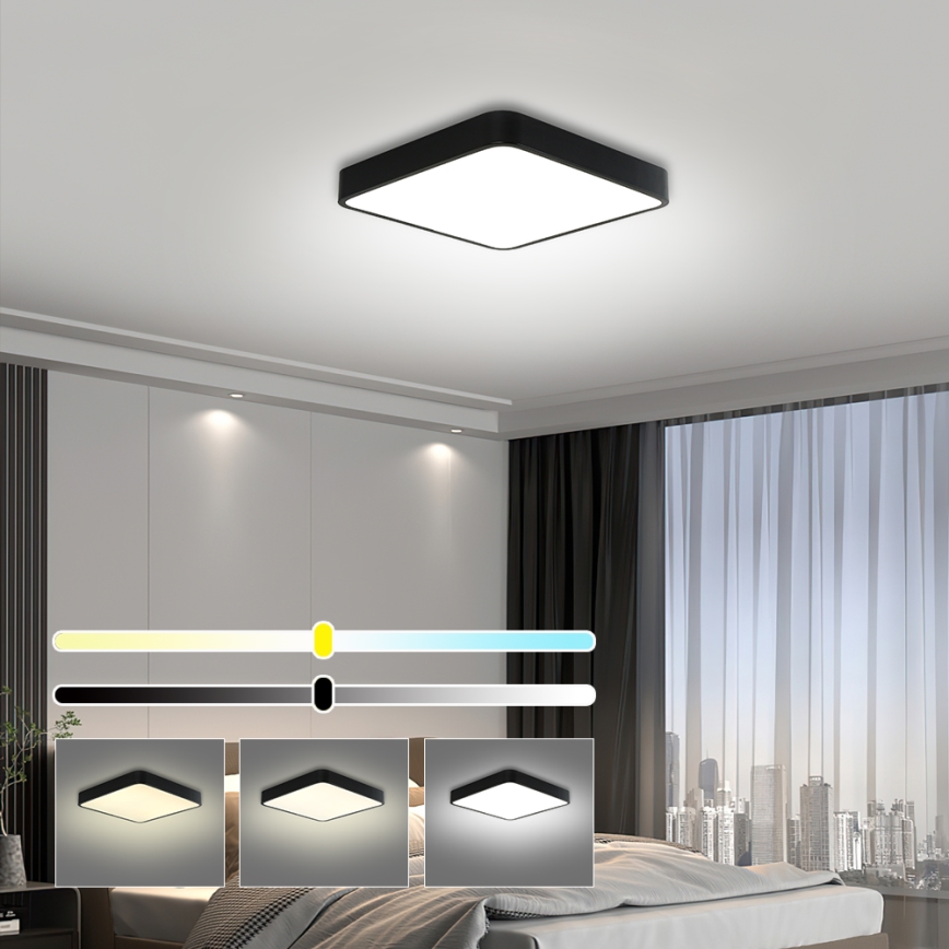 Brilagi - Dimmbare LED-Deckenleuchte POOL LED/36W/230V 3000-6000K 40x40 cm schwarz + Fernbedienung