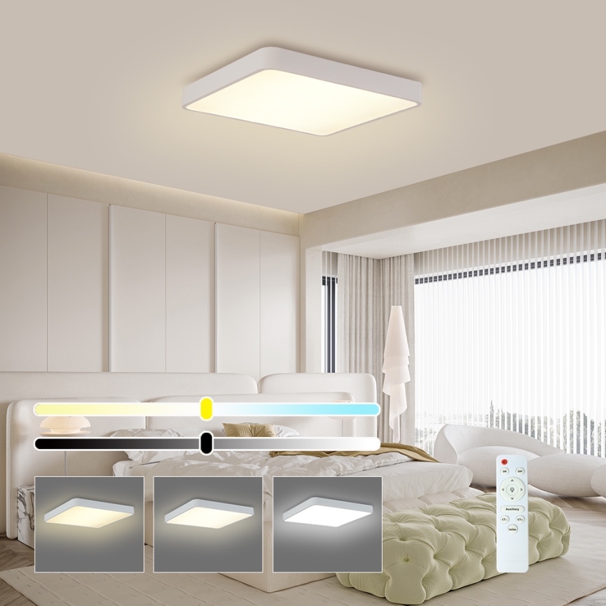 Brilagi - Dimmbare LED-Deckenleuchte POOL LED/36W/230V 3000-6000K 40x40 cm weiß + Fernbedienung