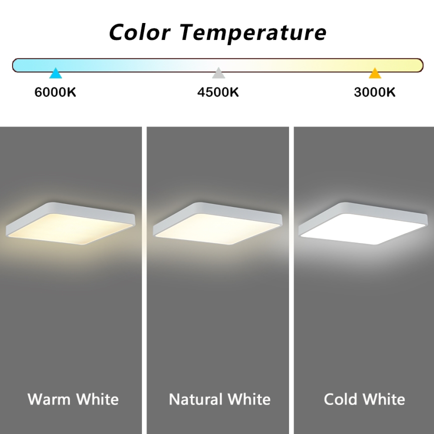 Brilagi - Dimmbare LED-Deckenleuchte POOL LED/36W/230V 3000-6000K 40x40 cm weiß + Fernbedienung