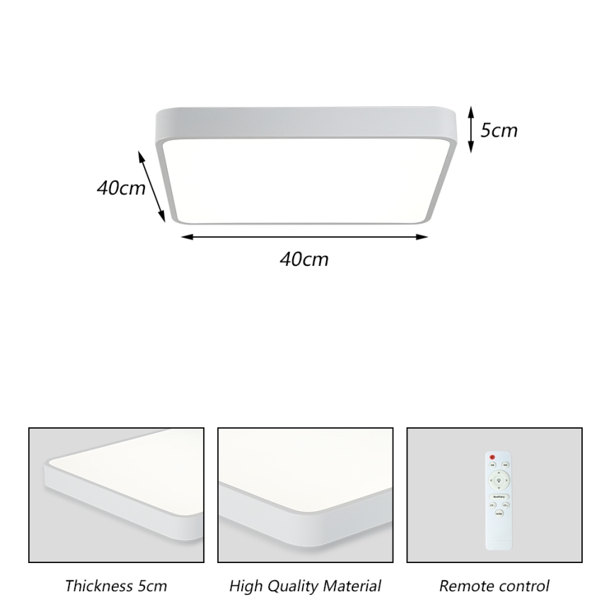 Brilagi - Dimmbare LED-Deckenleuchte POOL LED/36W/230V 3000-6000K 40x40 cm weiß + Fernbedienung