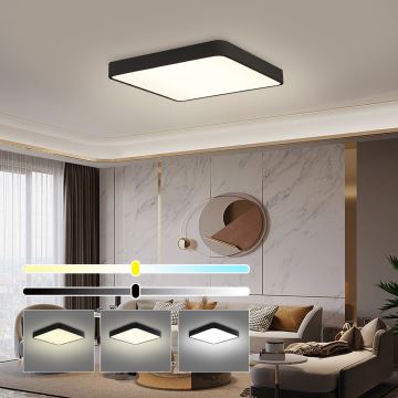 Brilagi - Dimmbare LED-Deckenleuchte POOL LED/48W/230V 3000-6000K 50x50 cm schwarz + Fernbedienung
