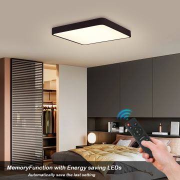 Brilagi - Dimmbare LED-Deckenleuchte POOL LED/48W/230V 3000-6000K 50x50 cm schwarz + Fernbedienung