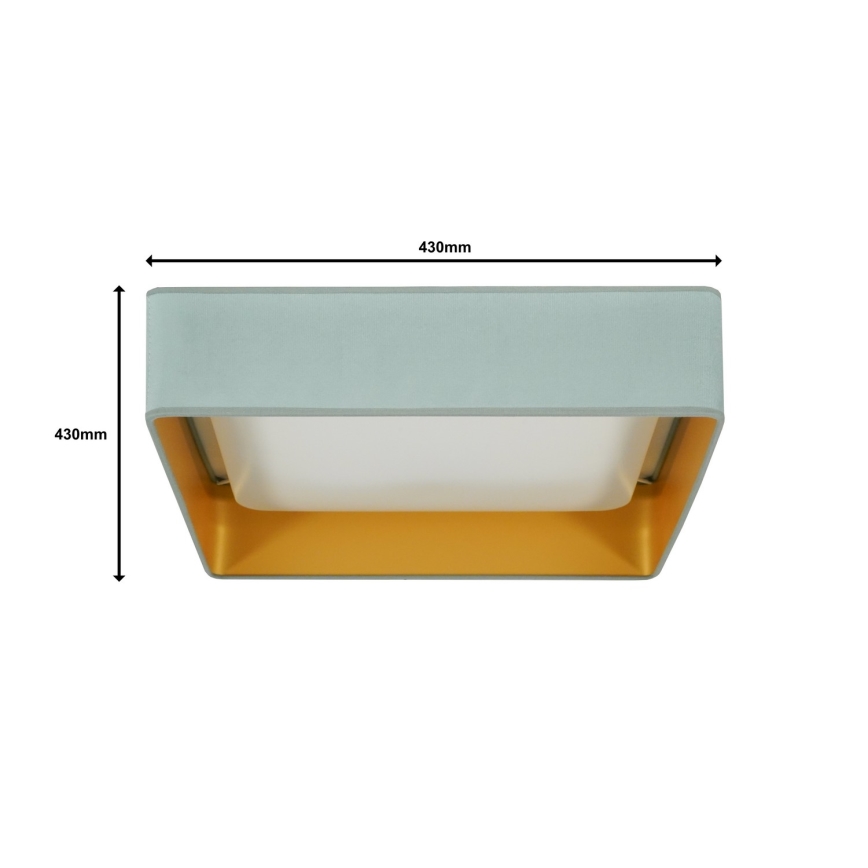 Brilagi - Dimmbare LED-Deckenleuchte VELVET SQUARE LED/24W/230V 3000/4000/6500K + Fernbedienung Minze