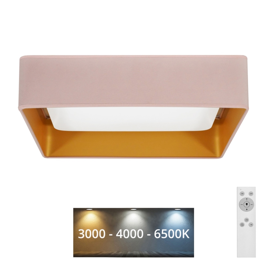 Brilagi - Dimmbare LED-Deckenleuchte VELVET SQUARE LED/24W/230V 3000/4000/6500K + Fernbedienung rosa