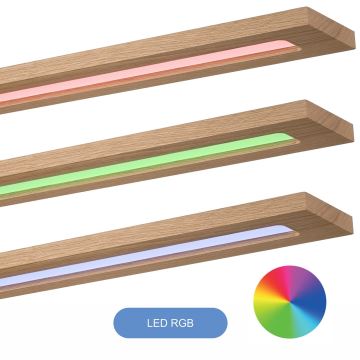 Brilagi - Dimmbares LED-RGBW-Panel WOODY FRAME LED/34W/230V 2700-6500K Eiche + Fernbedienung