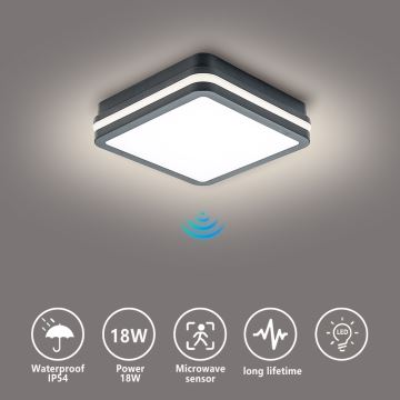 Brilagi - LED-Außenleuchte mit Sensor BENE LED/18W/230V 22x22 cm anthrazit IP54