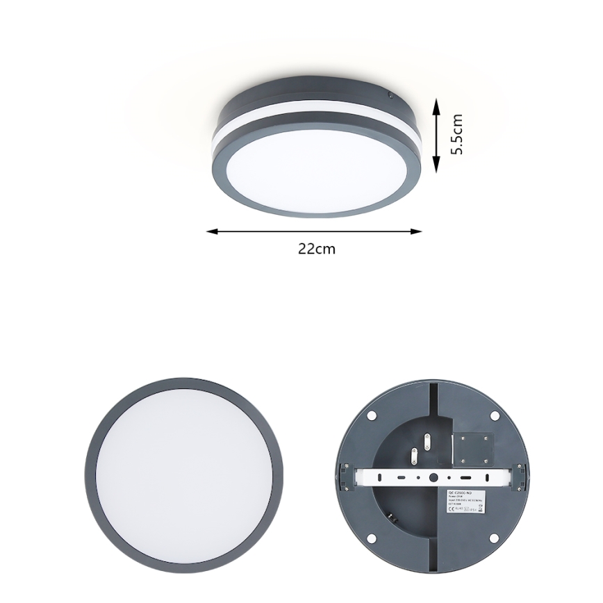 Brilagi - LED-Außenleuchte mit Sensor BENE LED/18W/230V d 22 cm anthrazit IP54