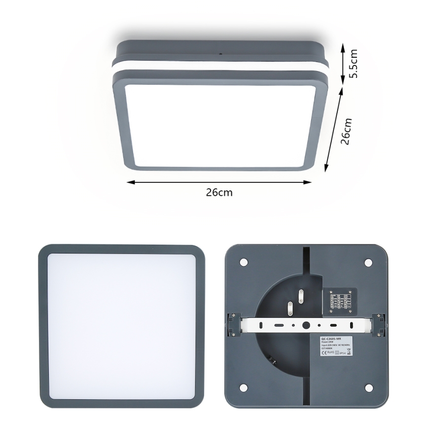 Brilagi - LED-Außenleuchte mit Sensor BENE LED/24W/230V 26x26 cm anthrazit IP54