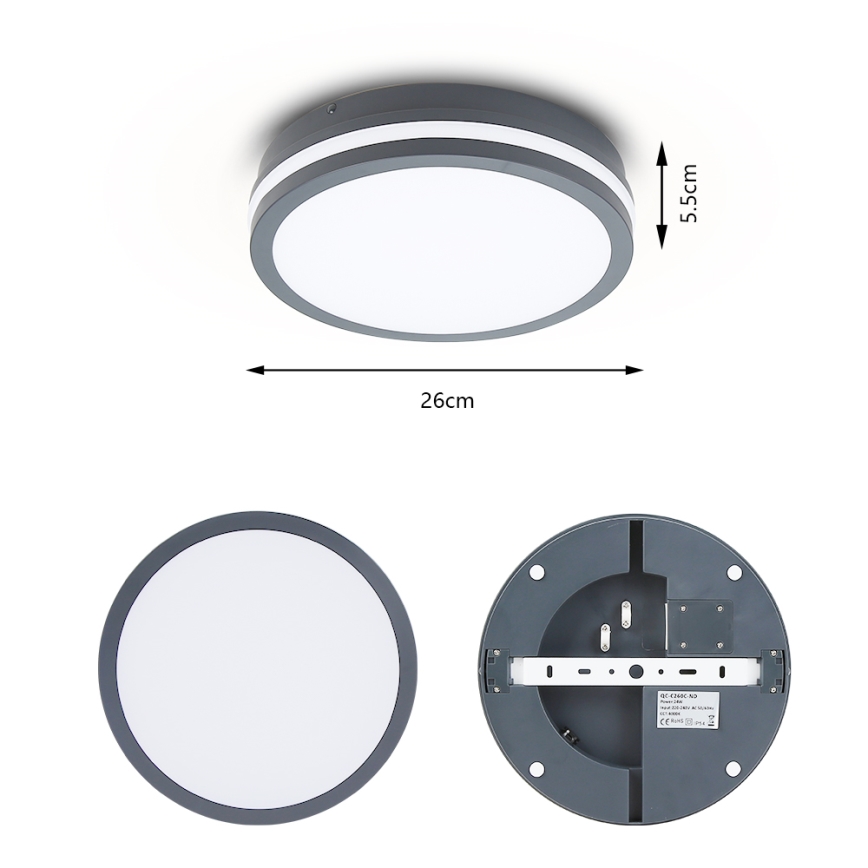 Brilagi - LED-Auβenleuchte BENE LED/24W/230V d 26 cm anthrazit IP54