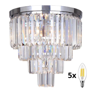 Brilagi - LED Kristall-Deckenleuchte MOZART 5xE14/40W/230V glänzendes Chrom