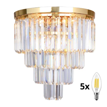 Brilagi - LED Kristall-Deckenleuchte MOZART 5xE14/40W/230V golden