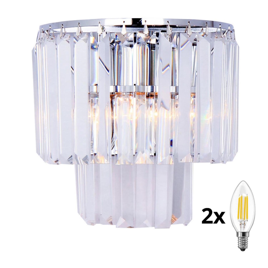 Brilagi - LED Kristall-Wandleuchte MOZART 2xE14/40W/230V glänzendes Chrom