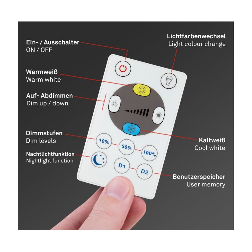 Briloner 7079-015 - Dimmbare LED-Deckenleuchte SLIM LED/18W/230V 2700-6500K + Fernbedienung