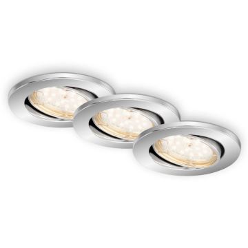 Briloner 7219-038 - SET 3x Dimmbare LED-Badezimmer-Einbauleuchte 1xGU10/5W/230V IP23