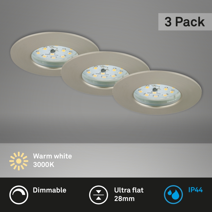 Briloner 7231-032 - SET 3x Dimmbare LED-Einbauleuchte für das Badezimmer ATTACH hell LED/5,5W/230V IP44