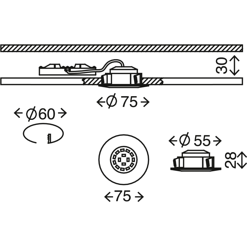 Briloner 7295-011– Dimmbare LED-Einbauleuchte fürs Badezimmer ATTACH LED/6,5W/230V IP44