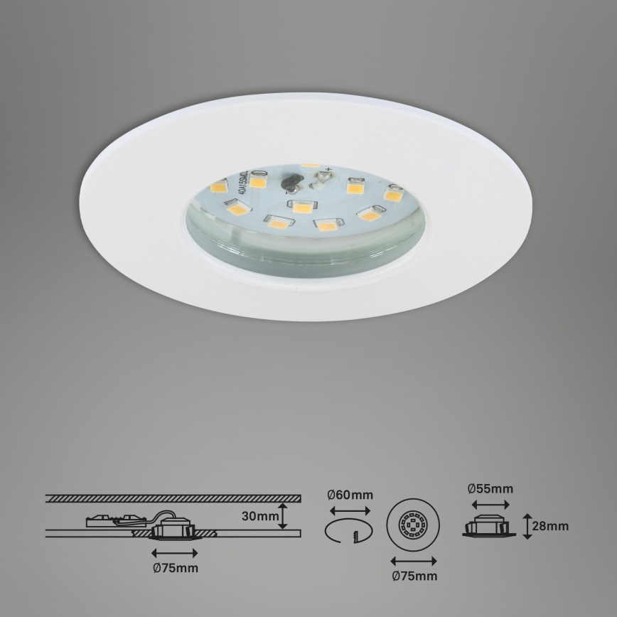 Briloner 7295-016 - LED dimmbare Badezimmer-Einbauleuchte ATTACH LED/6,5W/230V IP44