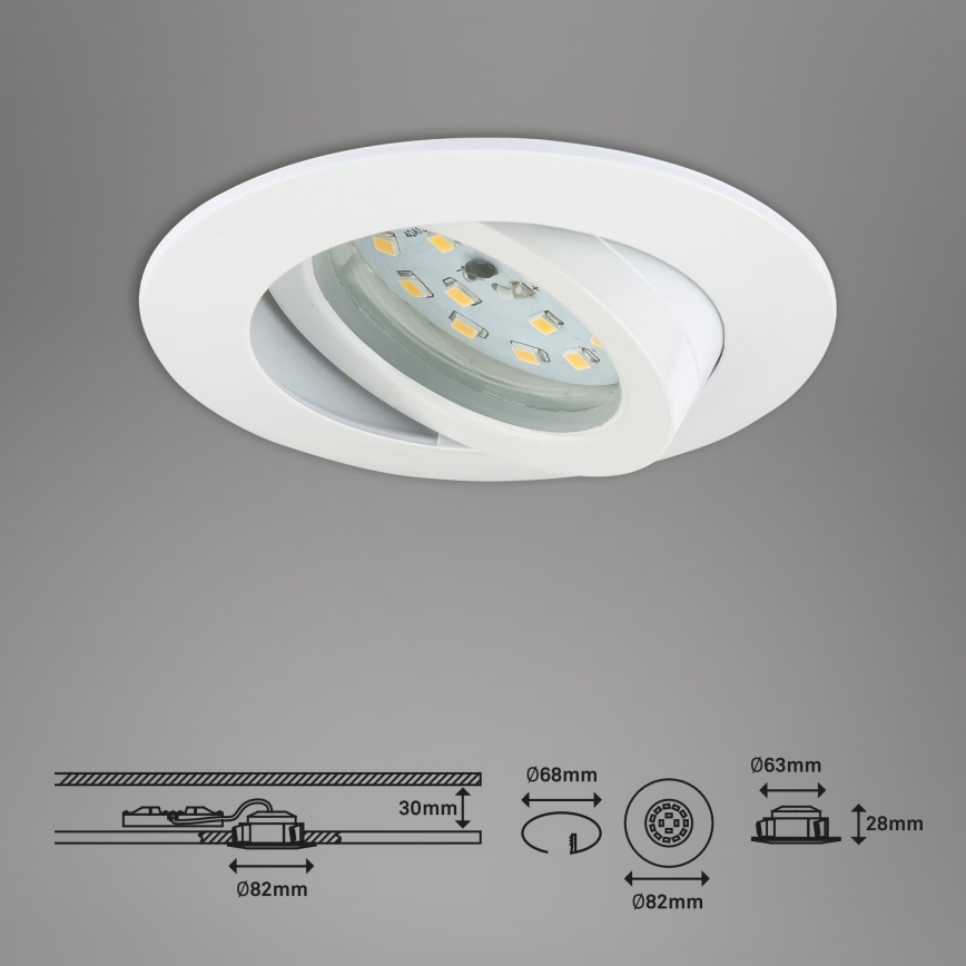 Briloner 7296-016 - Dimmbare LED-Einbauleuchte für Badezimmer LED/6,5W/230V IP23