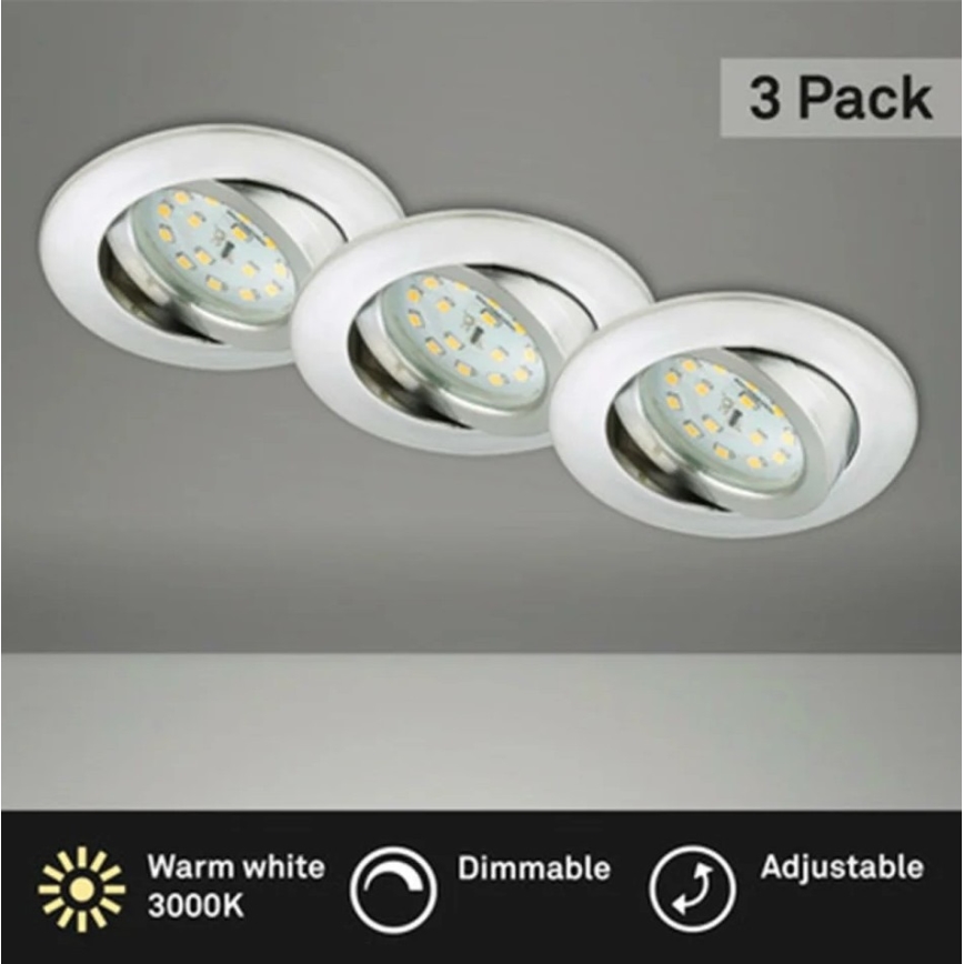 Briloner 8317-039 - SET 3x Dimmbare LED-Einbauleuchte für Badezimmer LED/5,5W/230V IP23