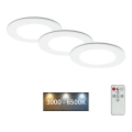 Briloner - SET 3x Dimmbare LED-Badezimmer-Einbauleuchte LED/4,8W/230V 3000-6500K IP44 + Fernbedienung