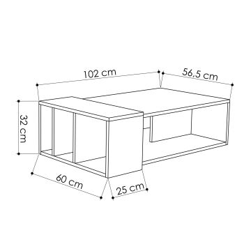 Couchtisch ANITA 32x102 cm braun/anthrazit