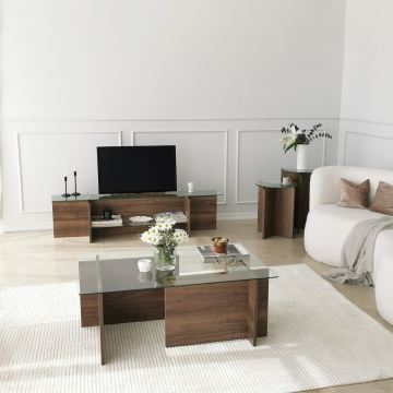 Couchtisch ESCAPE 40x105 cm braun/klar