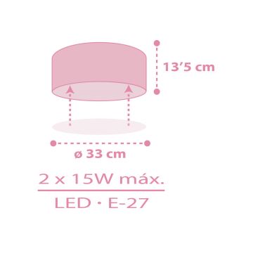 Dalber 42006S - Kinder-Deckenleuchte COLOR LIGHT 2xE27/15W/230V rosa