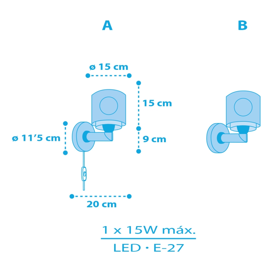 Dalber 60659 - Kinder-Wandleuchte PIRAT ISLAND 1xE27/15W/230V