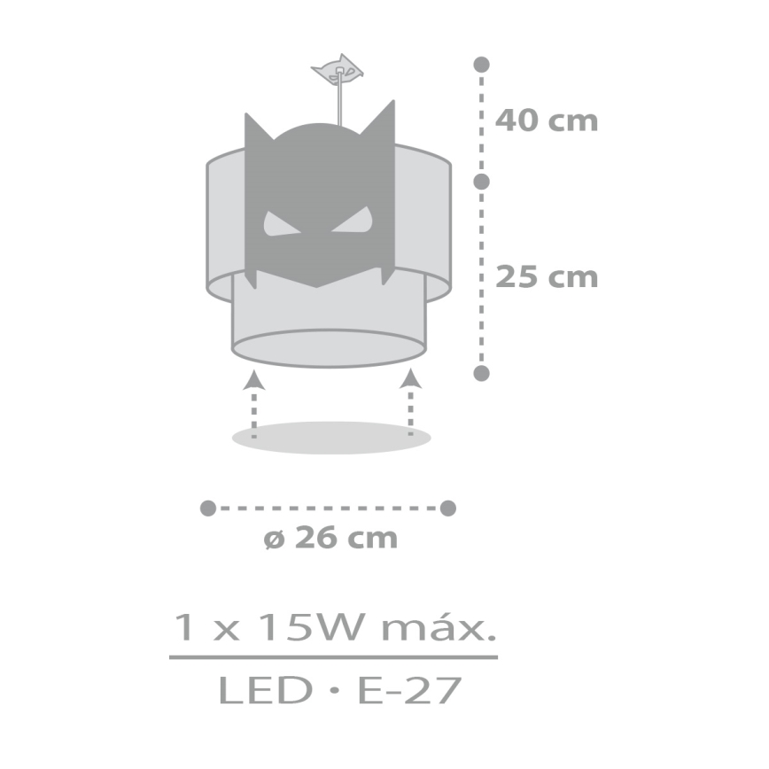 Dalber 61802 - Hängeleuchte für Kinder DARK HERO 1xE27/15W/230V