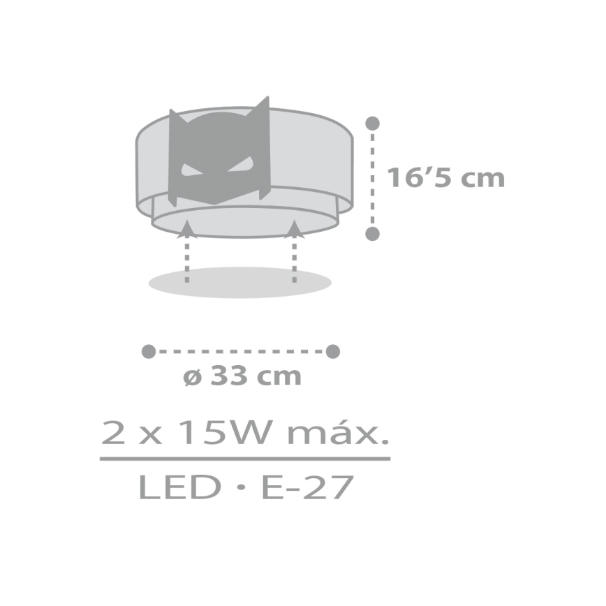 Dalber 61806 - Kinder-Deckenleuchte DARK HERO 2xE27/15W/230V