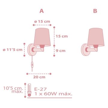 Dalber 82219S - Kinder-Wandleuchte STAR LIGHT 1xE27/60W/230V rosa