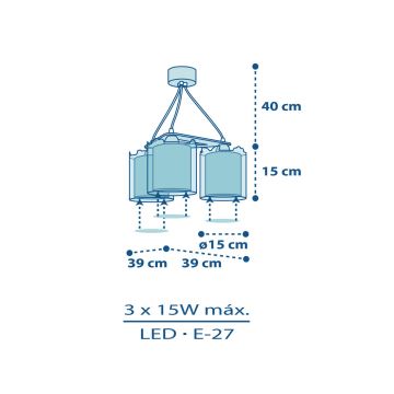 Dalber D-76114 - Kinderleuchter MY LITTLE JUNGLE 3xE27/15W/230V