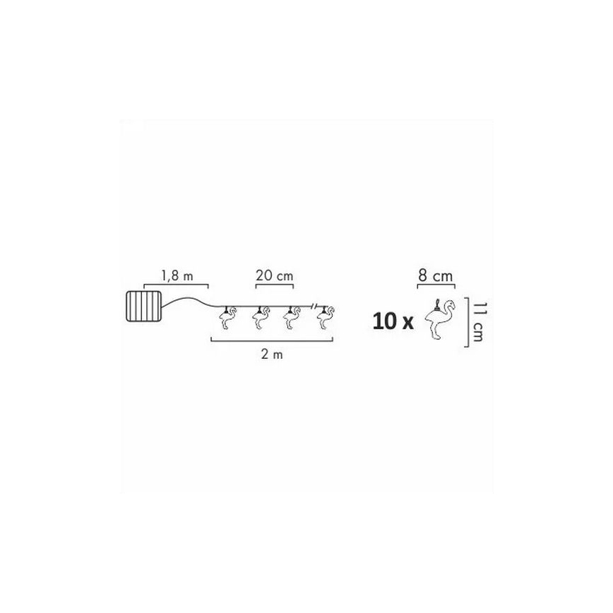 Dekorative LED-Solarlichterkette 10xLED 3,8 IP44 Flamingo