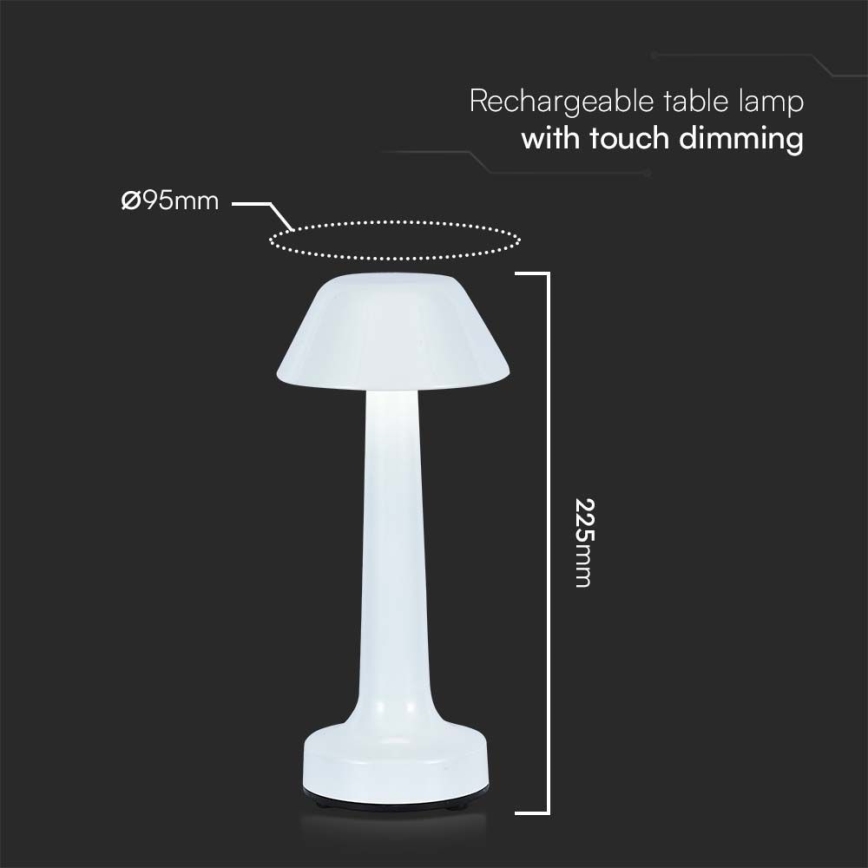 Dimm- und aufladbare LED-Tischleuchte mit Touch-Funktion LED/1W/5V 3000-6000K 1800 mAh weiß