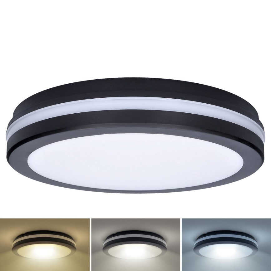 Dimmbare LED-Deckenleuchte für den Außenbereich LED/18W/22W/26W/230V 3000/4000/6500K IP65 schwarz