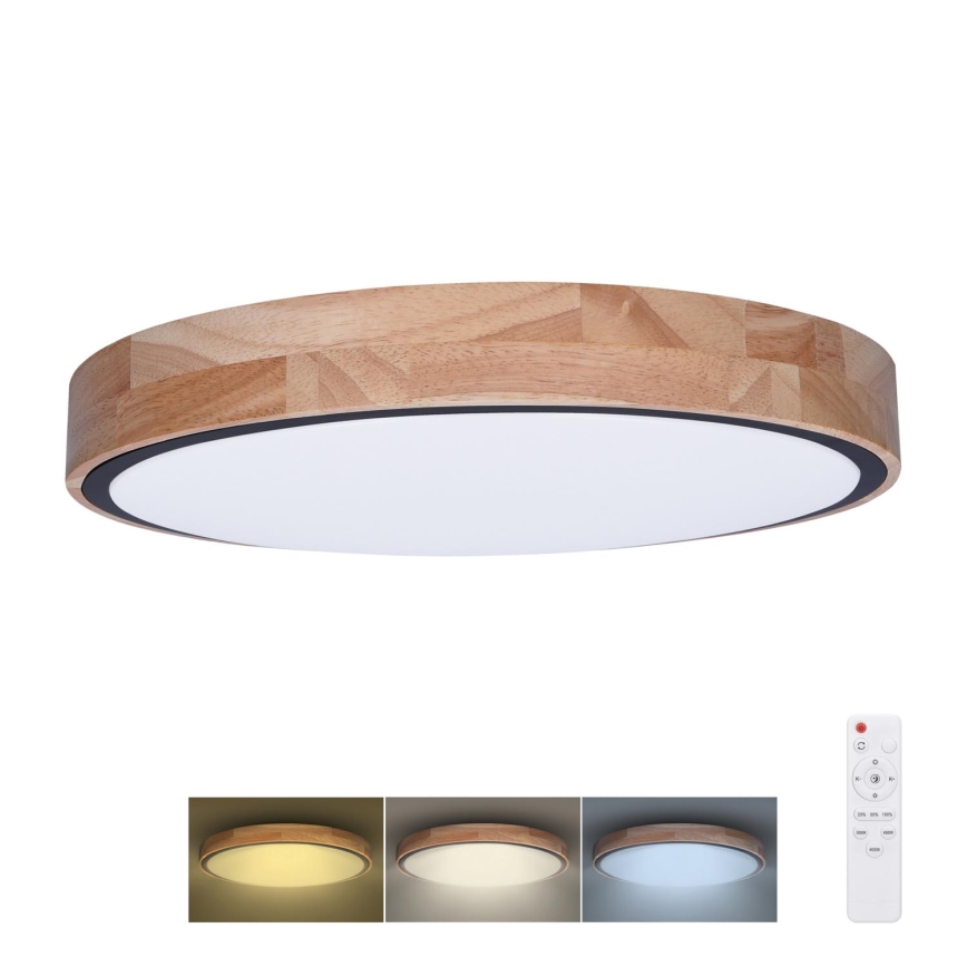 Dimmbare LED-Deckenleuchte IRON OAK LED/48W/230V 3000-6500K Eiche d 40 cm + Fernbedienung