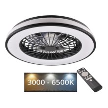 Dimmbare LED-Deckenleuchte mit Ventilator LED/48W/230V 3000-6500K schwarz + Fernbedienung