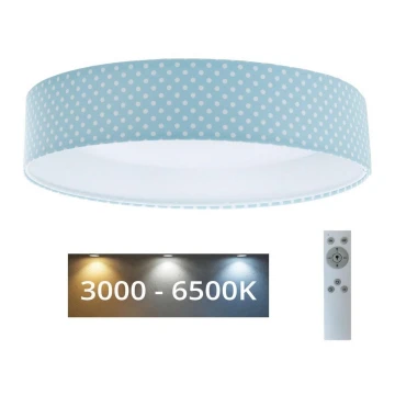 Dimmbare LED-Deckenleuchte SMART GALAXY KIDS LED/24W/230V 3000-6500K Punkte türkis/weiß + Fernbedienung