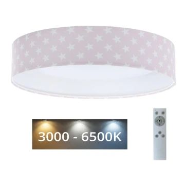 Dimmbare LED-Deckenleuchte SMART GALAXY KIDS LED/24W/230V 3000-6500K Sterne rosa/weiß + Fernbedienung