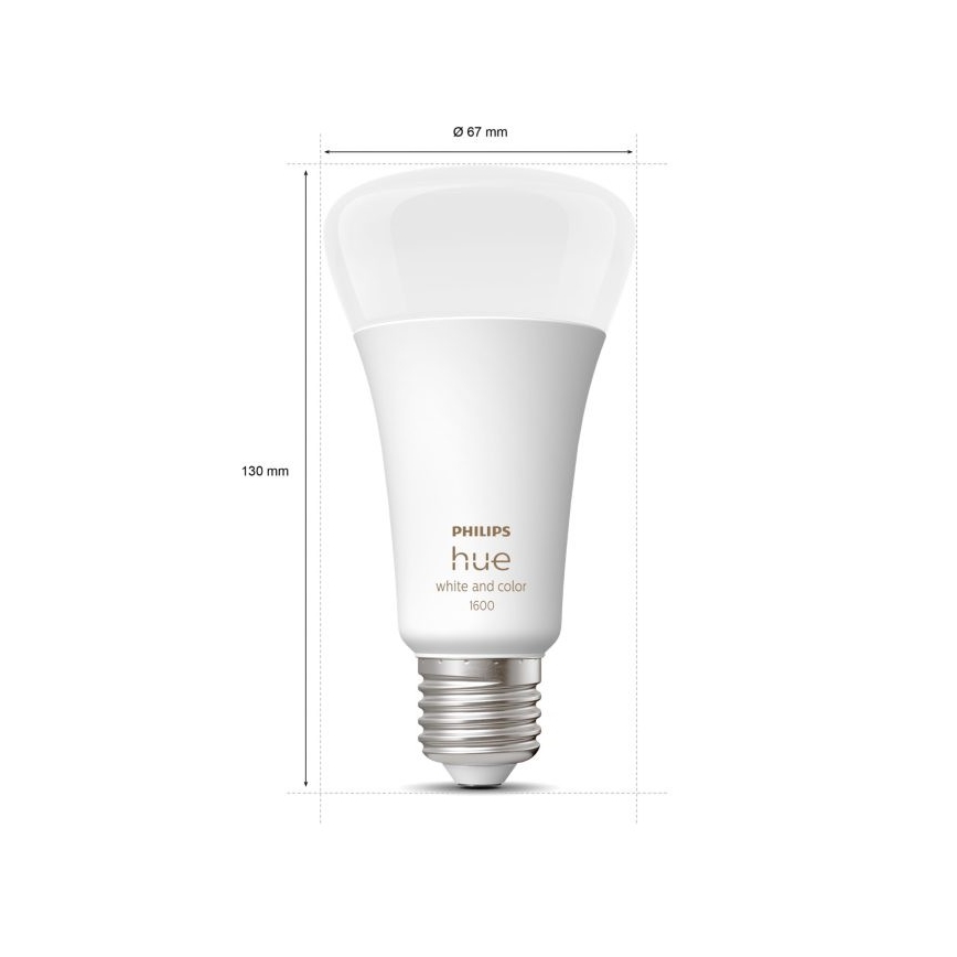 Dimmbare LED-Glühbirne Philips Hue Weiß und Farbe Ambiance A67 E27/13,5W/230V 2000-6500K