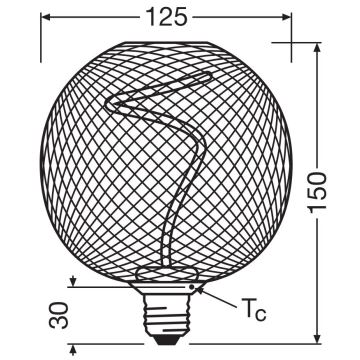 Dimmbare LED-Glühlampe DECOR FILAMENT G125 E27/3,5W/230V 1800K schwarz - Osram