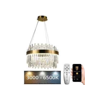Dimmbare LED-Kristallkronleuchter an Schnur LED/70W/230V 3000-6500K golden + Fernbedienung