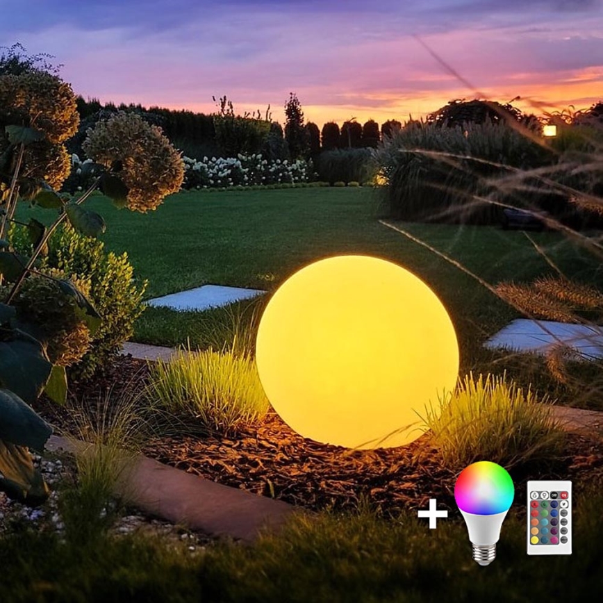 Dimmbare LED-RGB-Außenleuchte GLOBO 1xE27/8,5W/230V d 60 cm IP44 + Fernbedienung