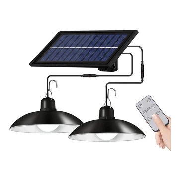 Dimmbare LED-Solar-Hängeleuchte an Schnur 2xLED/1,8W/3,7V IP44 6500K 1200 mAh + Fernbedienung