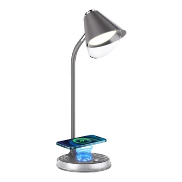 Dimmbare LED-Tischleuchte mit kabelloser Aufladung FINCH LED/9W/12/230V grau/Chrom