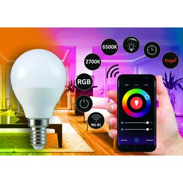 Dimmbare RGB-LED-Glühlampe G45 E14/5,5W/230V 3000-6500K Wi-fi Tuya