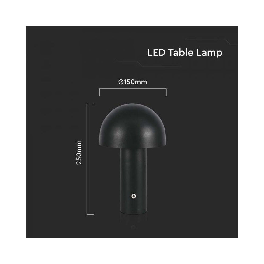 Dimmbare aufladbare LED-Touch-Tischleuchte LED/1W/5V 3000-6000K 1800 mAh schwarz